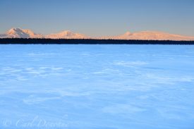 Willow Lake and Wrangell Mountains, wintertime, Wrangell - St. Elias National Park, Alaska.
