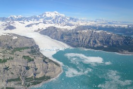Yahtse Glacier, Icy Bay, Mt. St. Elias, Wrangell-St. Elias National Park and Preserve, Alaska. Aerial Photo.