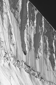 Black and white rendition of the a ridge in the St. Elias Mountains