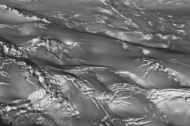 Aerial photo of Bagley Icefield and crevassing on the ice. Wrangell-St. Elias National Park and Preserve, Alaska.