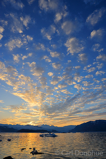 A gorgeous sunset over the Guyot Hills and Icy Bay. 