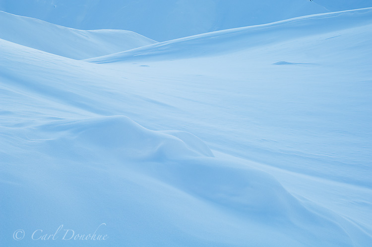 Snow covered ridges and hills, winter, Wrangell-St. Elias National Park, Alaska.